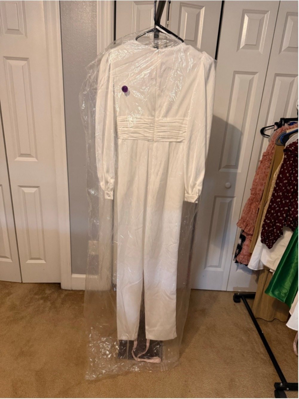 Mac Duggal White Satin Jumpsuit Sz 0 - Picture 8 of 9
